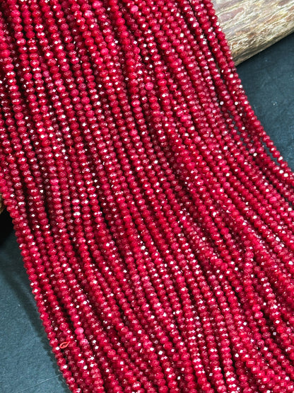 Natural Red Jade Gemstone Bead Faceted 3mm Bead, Gorgeous Natural Red Color Jade Bead Excellent Quality Full Strand 15.5"