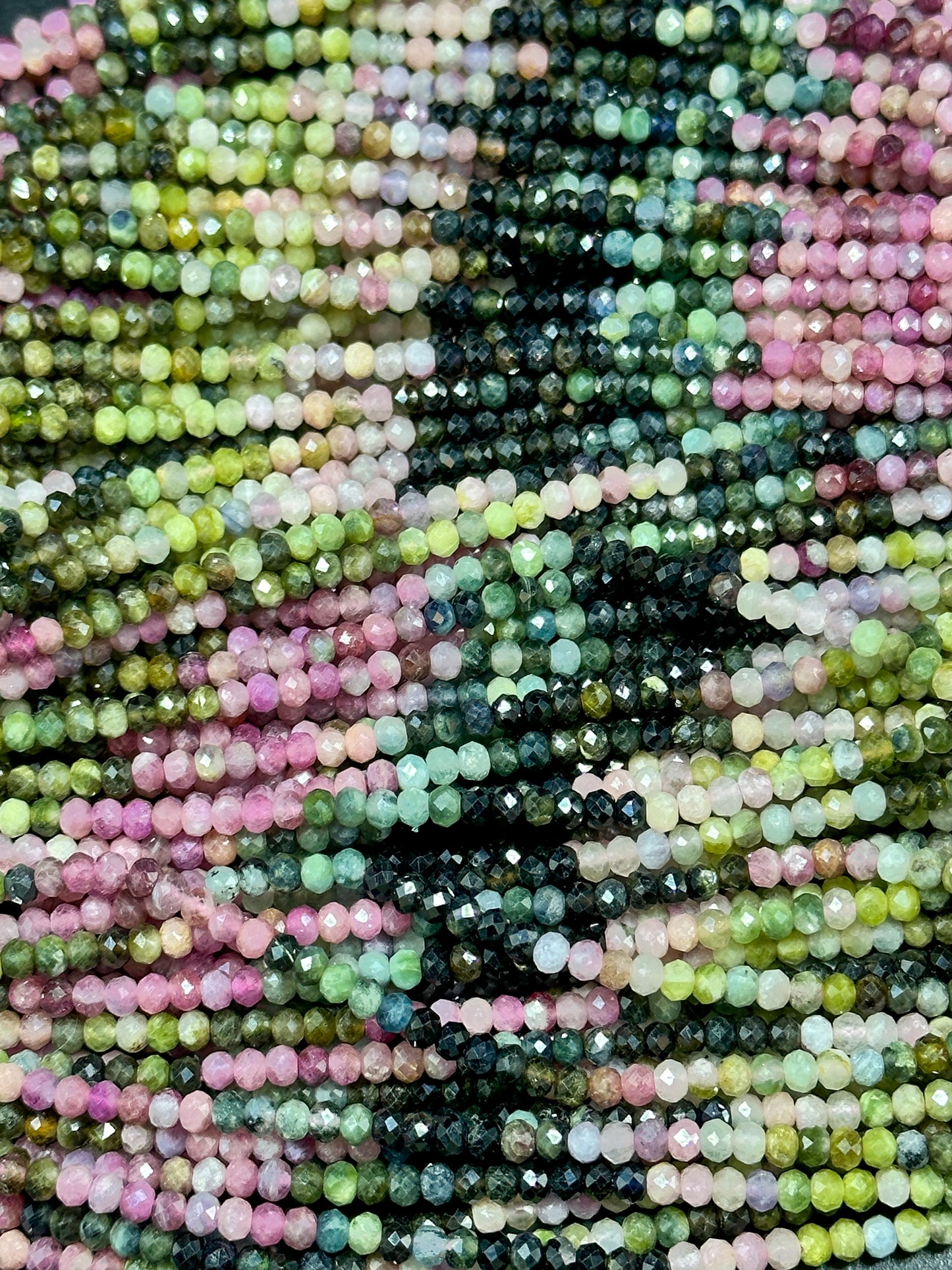 NATURAL Tourmaline Gemstone Bead Faceted 3mm Rondelle Shape, Beautiful Multicolor Tourmaline Gemstone Bead Great Quality Full Strand 15.5"