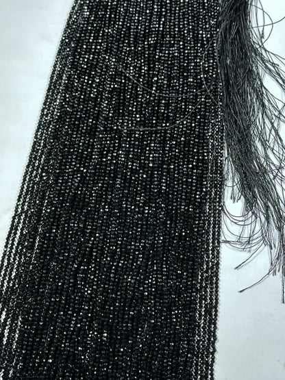 Beautiful Chinese Crystal Glass Beads, Faceted 2mm 3mm Round Beads, Gorgeous Translucent Black Crystal Glass Beads 15.5"