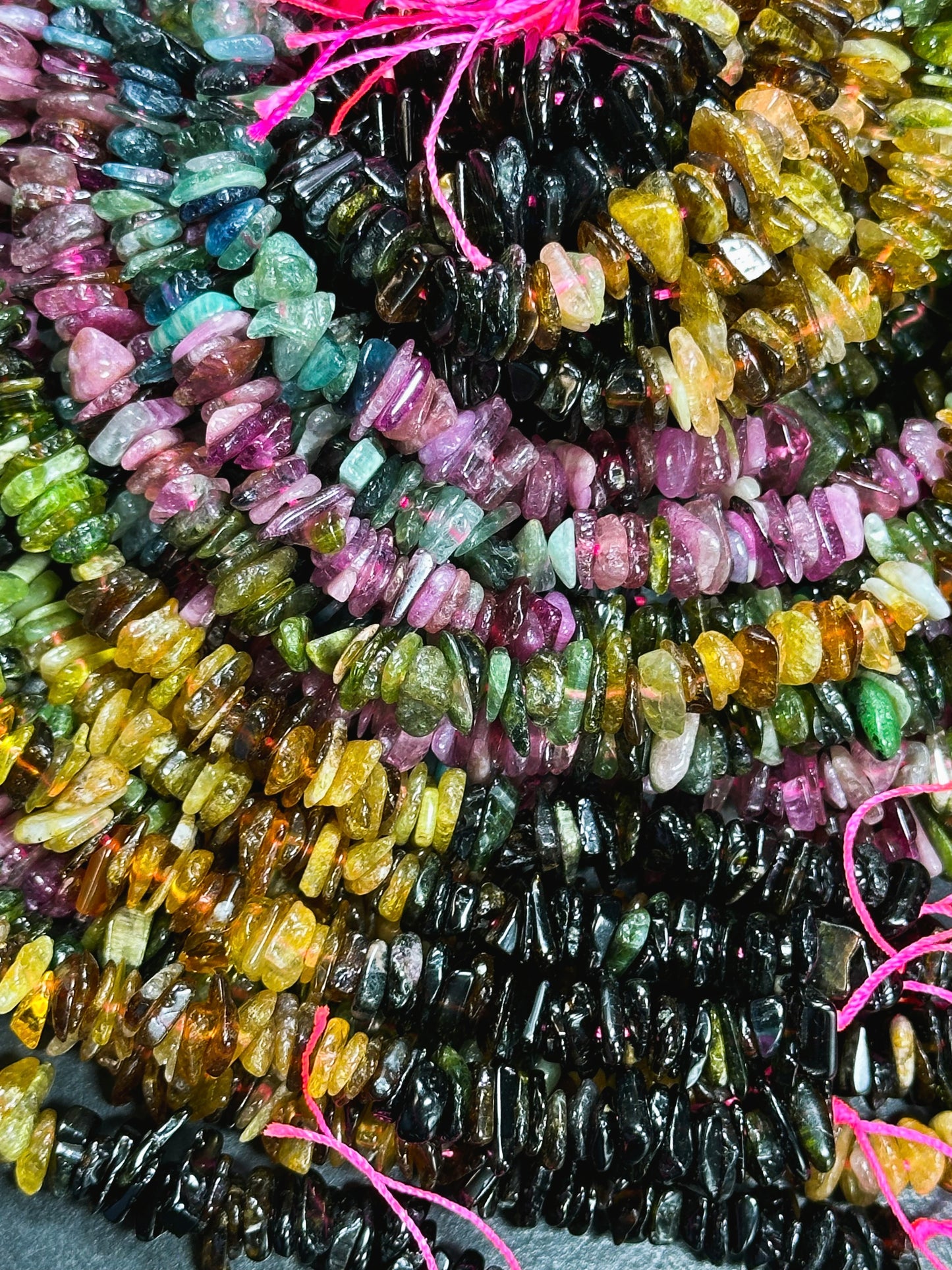 Natural Tourmaline Gemstone Bead 8-10mm Chip Shape, Beautiful Multicolor Tourmaline Chips Tourmaline Beads, Great Quality Full Strand 15.5"