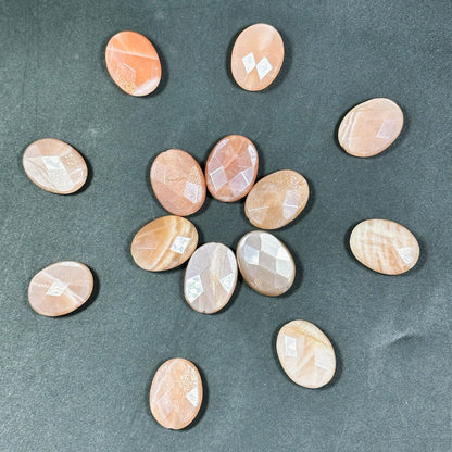 AAA Natural Peach Brown Moonstone Gemstone Bead Faceted 20x15mm Oval Shape, Gorgeous Peach Brown Color Shimmer Moonstone Bead, LOOSE BEADS