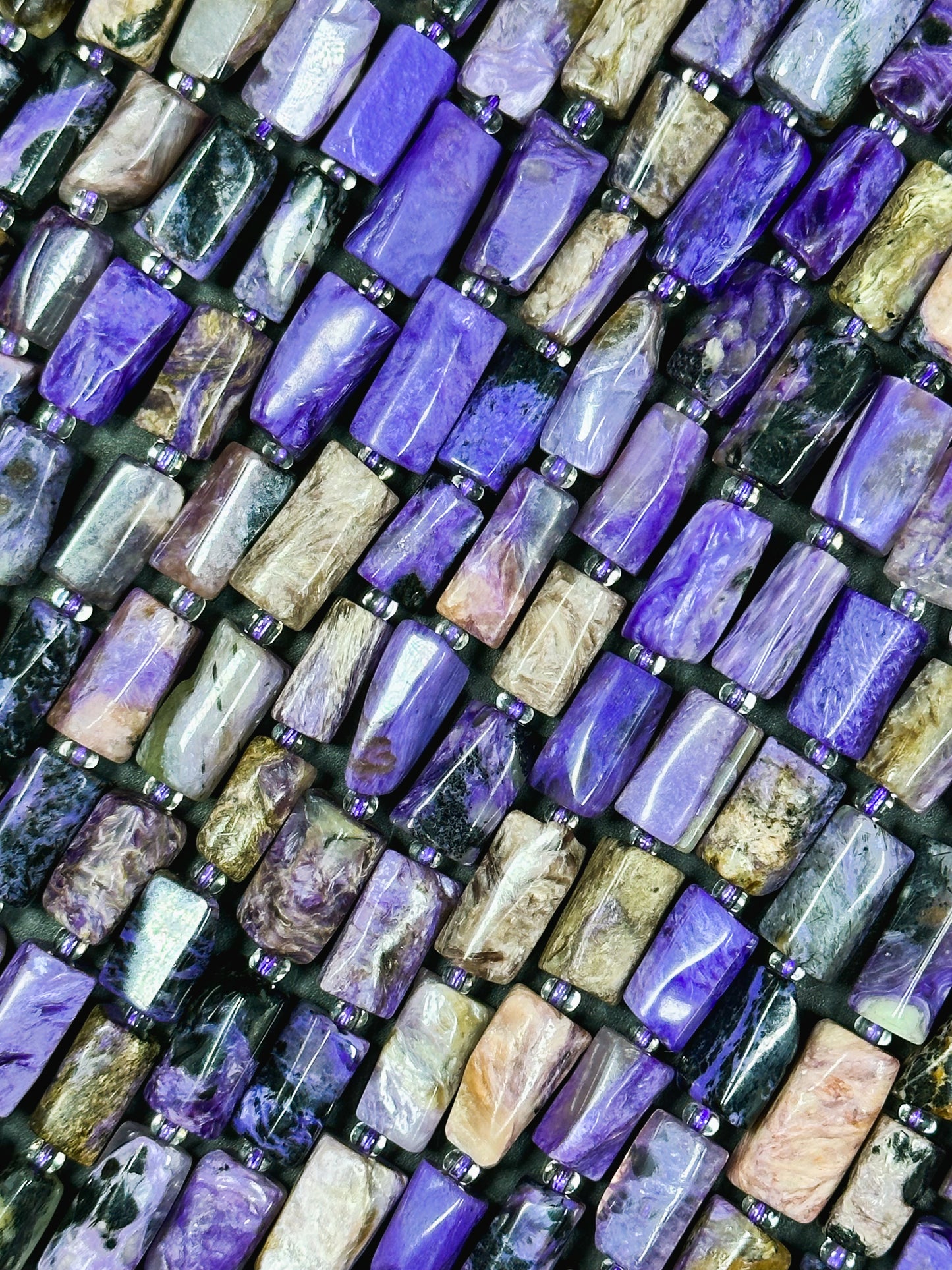 AAA NATURAL Charoite Gemstone Bead 14x8mm Tube Shape Bead, Gorgeous Natural Purple Black Color Charoite Gemstone Bead, Excellent Quality Charoite