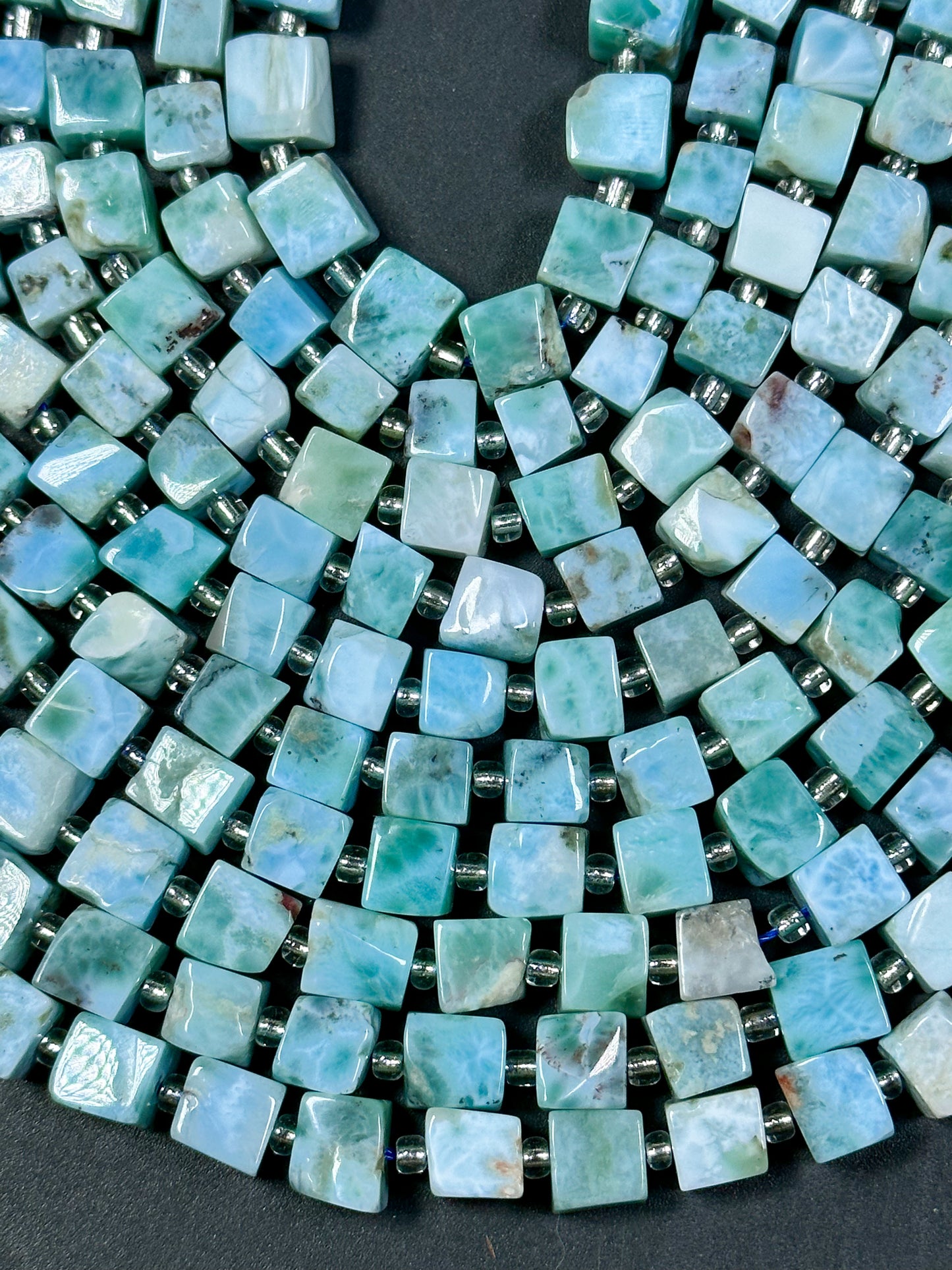 AAA Natural Larimar Gemstone Bead 6mm Cube Shape, Beautiful Natural Blue Color Larimar Gemstone Bead, Excellent High Quality 15.5" Strand