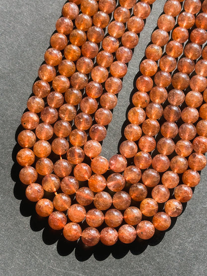 Natural Orange Strawberry Quartz Gemstone Bead 8mm 10mm Round Beads, Beautiful Natural Golden Orange Color Strawberry Quartz Beads 15.5"