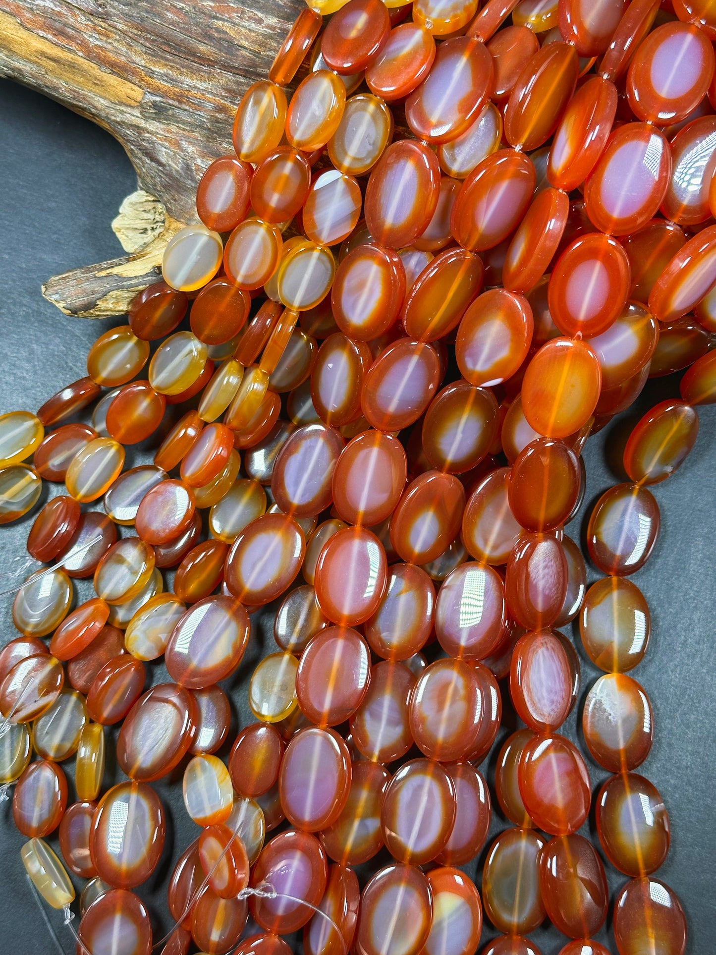 Natural Carnelian Gemstone Bead 18x13mm Oval Shape Bead, Beautiful Natural Orange Red Color Carnelian Bead, Great Quality Full Strand 15.5"