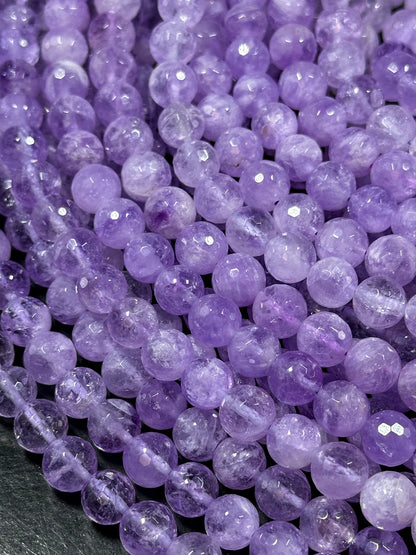 AAA Natural Lavender Jade Gemstone Bead Faceted 6mm 8mm 10mm Round Bead, Gorgeous Natural Clear Lavender Purple Jade Excellent Quality 15.5"