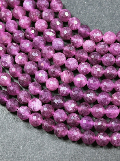 Natural Purple Ruby Quartz Gemstone Bead Faceted 6mm 8mm Round Beads, Beautiful Purple Color Ruby Quartz Stone Beads Full Strand 15.5"