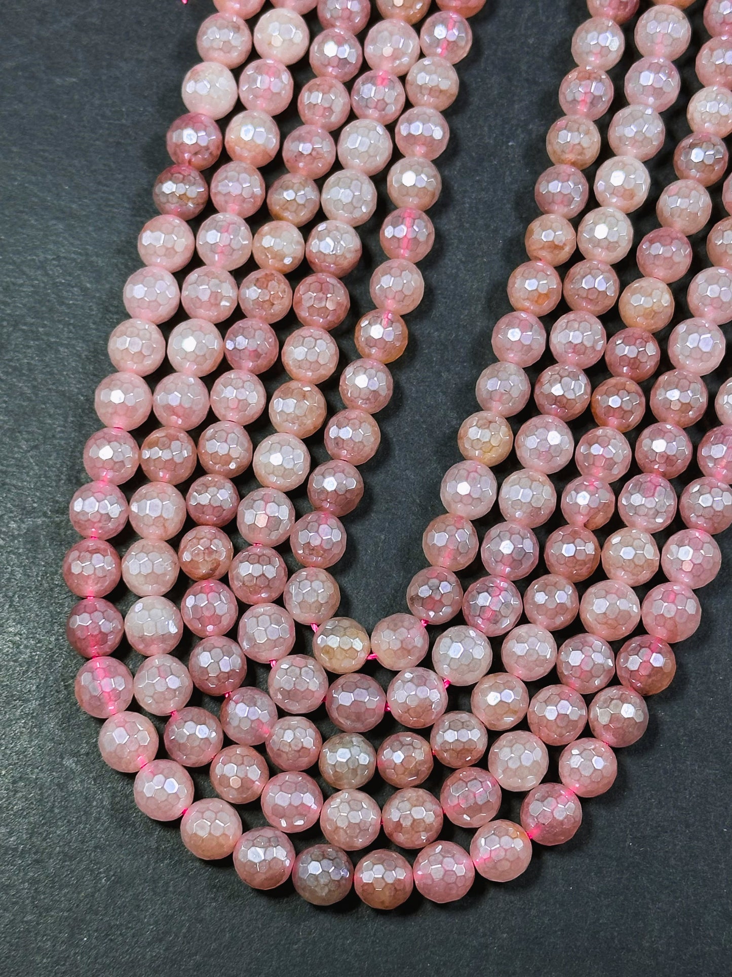 Mystic Natural Strawberry Quartz Gemstone Bead Faceted 6mm 8mm Round Beads, Beautiful Mystic Natural Pink Color Strawberry Quartz Bead 15.5"