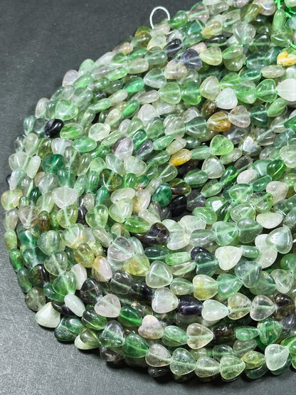 Natural Fluorite Gemstone Bead 10mm Heart Shape Bead, Beautiful Natural Green Purple Color Fluorite Bead Excellent Quality Full Strand 15.5"