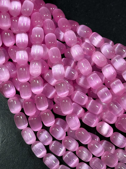 Natural Pink Selenite Gemstone Bead 12x8mm Tube Shape Bead, Beautiful Pink Color Selenite Gemstone Beads, Great Quality Full Strand 15.5"