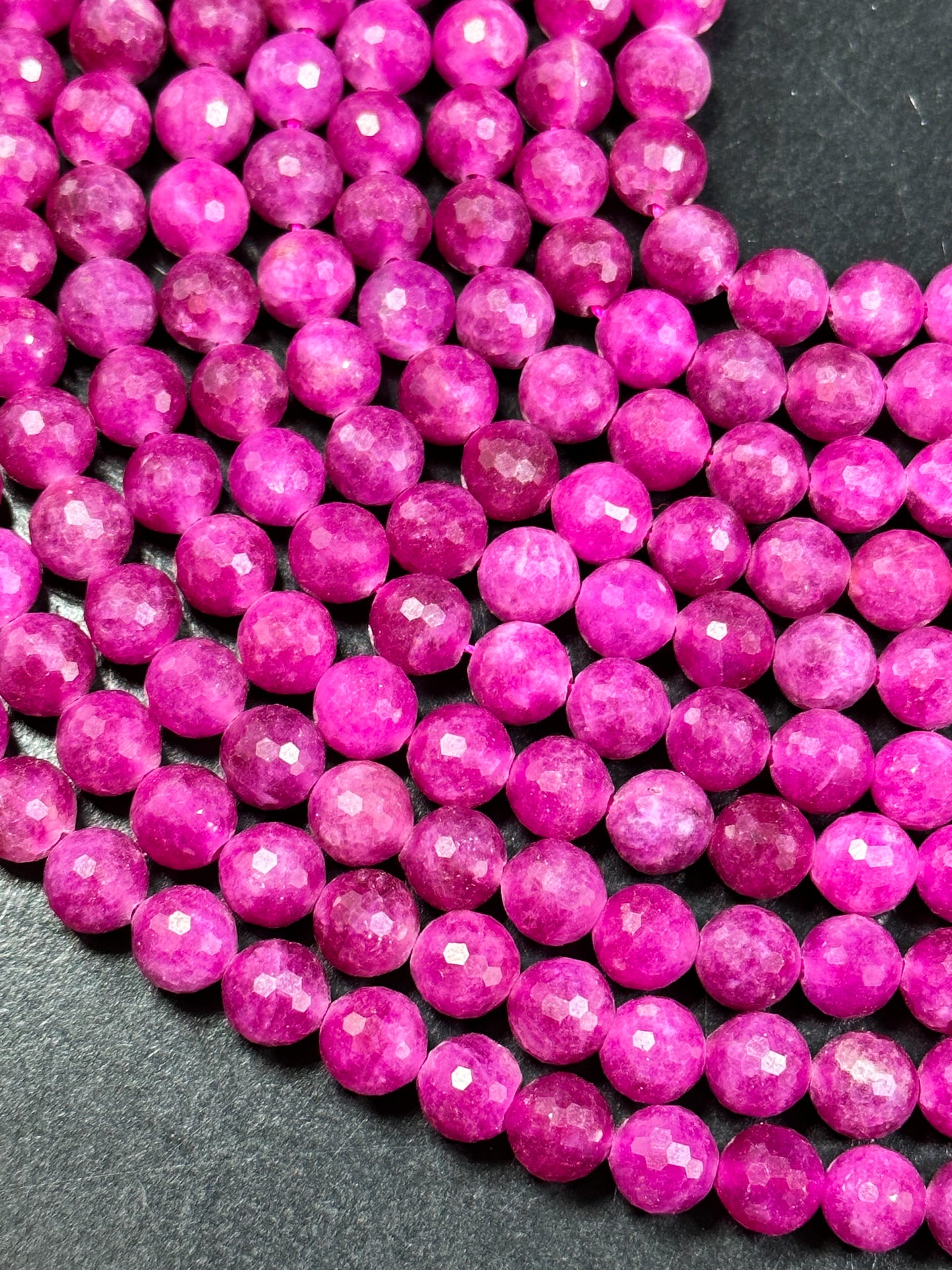 NATURAL Ruby Quartz Gemstone Bead Faceted 6mm 8mm 10mm Round Bead, Beautiful Pink Red Ruby Color Gemstone Bead Full Strand 15.5"