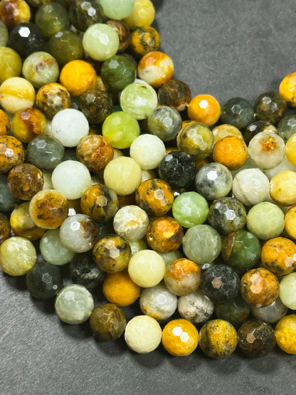 Natural Flower Jade Gemstone Bead Faceted 6mm 8mm 10mm Round Beads, Gorgeous Natural Multicolor Flower Jade Gemstone Beads Full Strand 15.5"