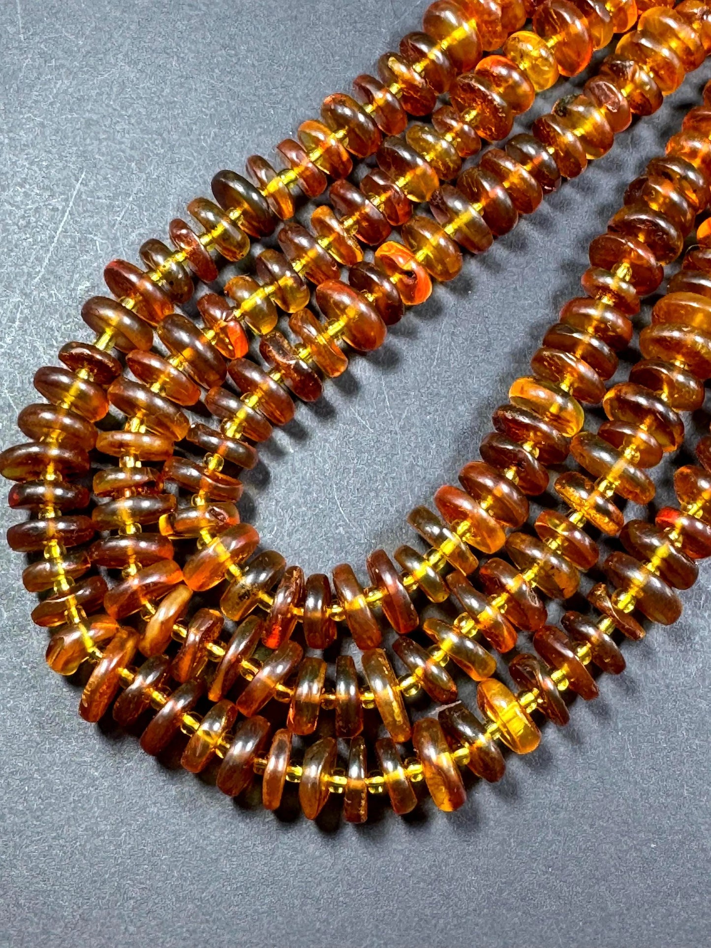 Natural Baltic Gold Stone Bead . Freeform Roundell  Shape, Beautiful Dark Golden Orange Color Baltic Gold Beads, Great Quality. 15.5" Strand