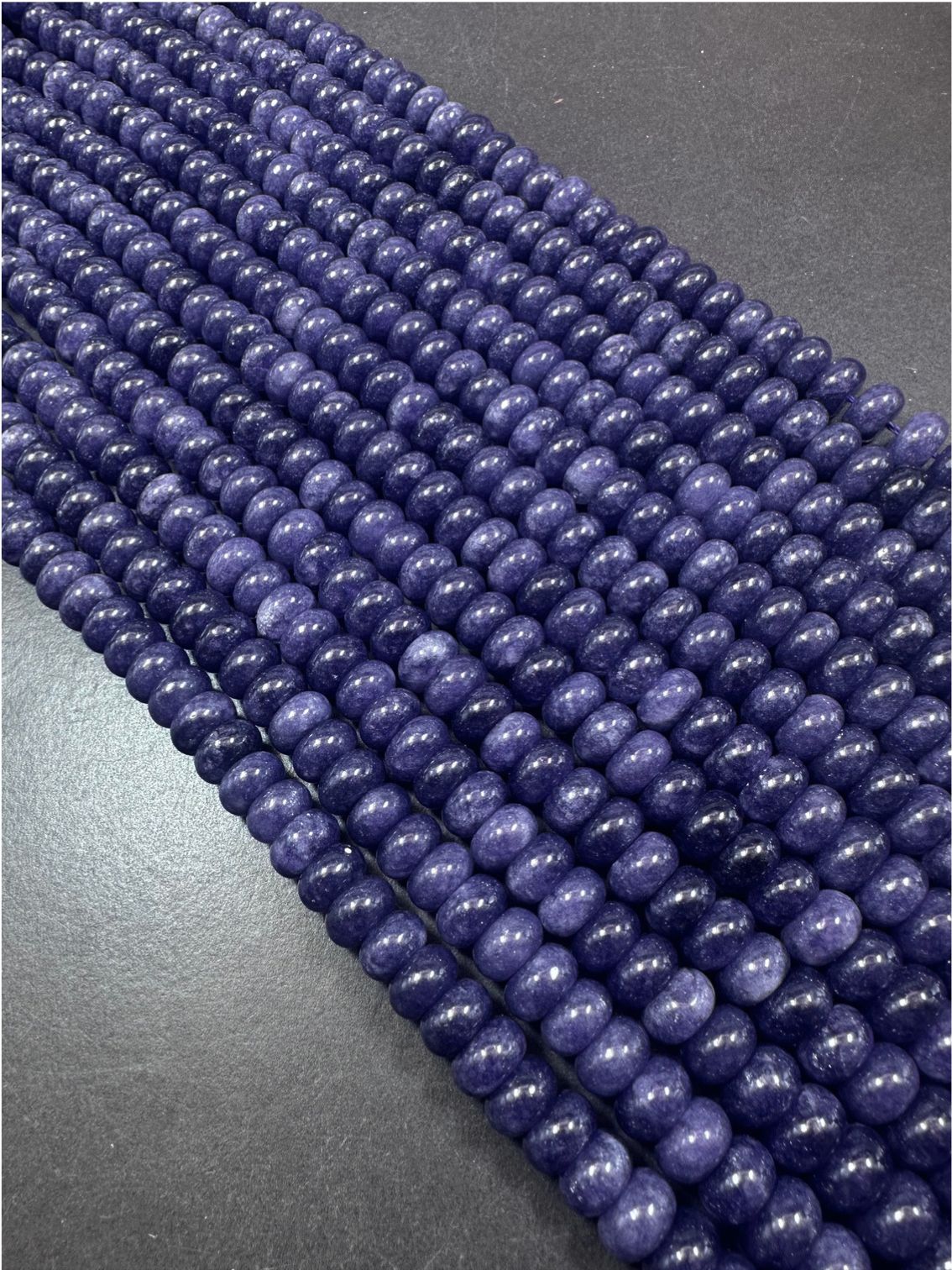 Beautiful Dark Purple Jade Gemstone Bead 5x8mm Smooth Rondelle Beads, Gorgeous Dark Purple Color Great Quality Full Strand 15.5"