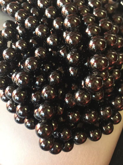 AAA natural black tourmaline beads . Gemstone beads . 4mm 6mm 8mm 10mm 12mm 14mm round beads black tourmaline beads . Bead strand 15.5”