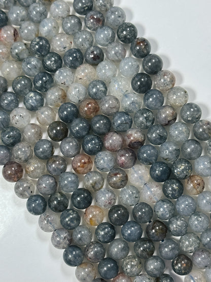 NATURAL Iolite Gemstone Bead 6mm 8mm Round Beads, Beautiful Natural Gray Blue Color Iolite Gemstone Bead Loose Beads Full Strand 15.5"