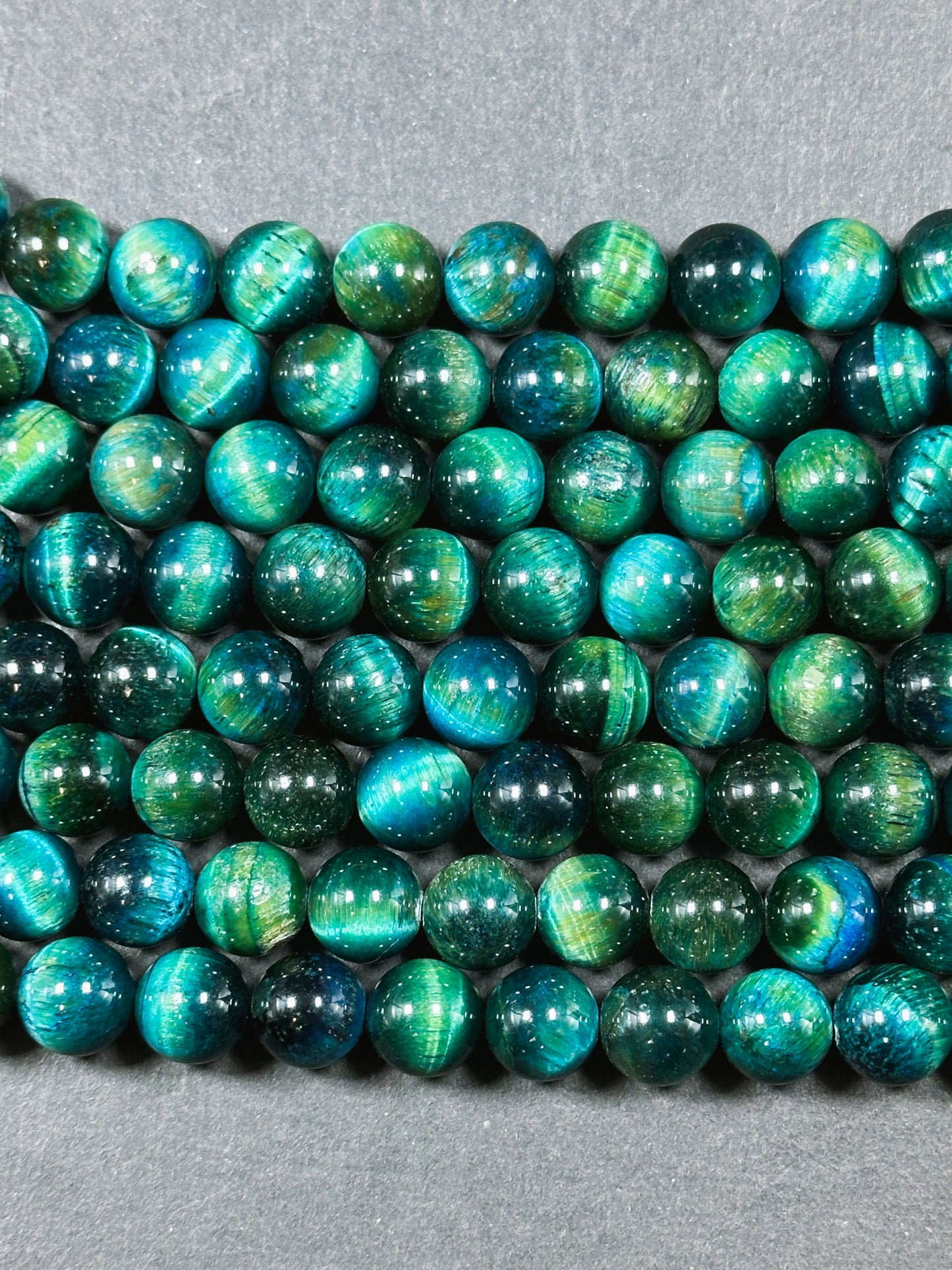 Beautiful Turquoise Green Teal Tiger Eye Gemstone 10mm Round Beads, Gorgeous Turquoise Green Teal Color Tiger Eye Gemstone Beads 15.5"