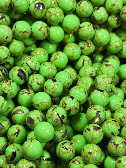 Beautiful Howlite Abalone Shell Bead 6mm 8mm 10mm Round Bead, Gorgeous Neon Green Color Howlite Natural Abalone Shell Bead Full Strand 15.5"