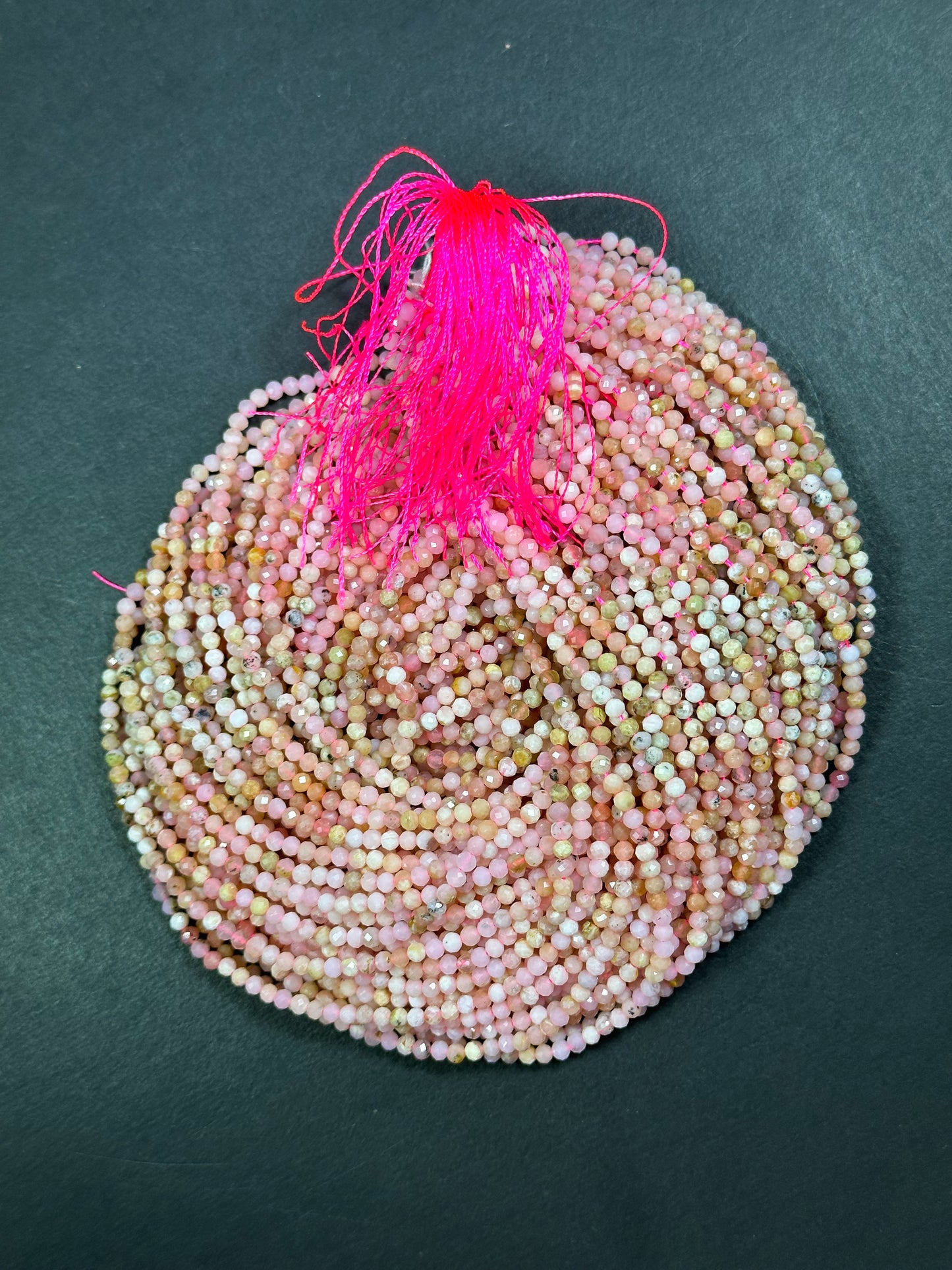 Natural Pink Opal Gemstone Bead Faceted 3mm Round Beads, Beautiful Natural Pink Beige Color Opal Gemstone Excellent Quality Full Strand 15.5