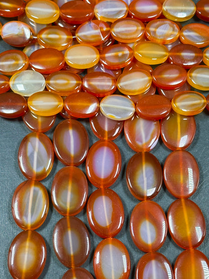 Natural Carnelian Gemstone Bead 18x13mm Oval Shape Bead, Beautiful Natural Orange Red Color Carnelian Bead, Great Quality Full Strand 15.5"