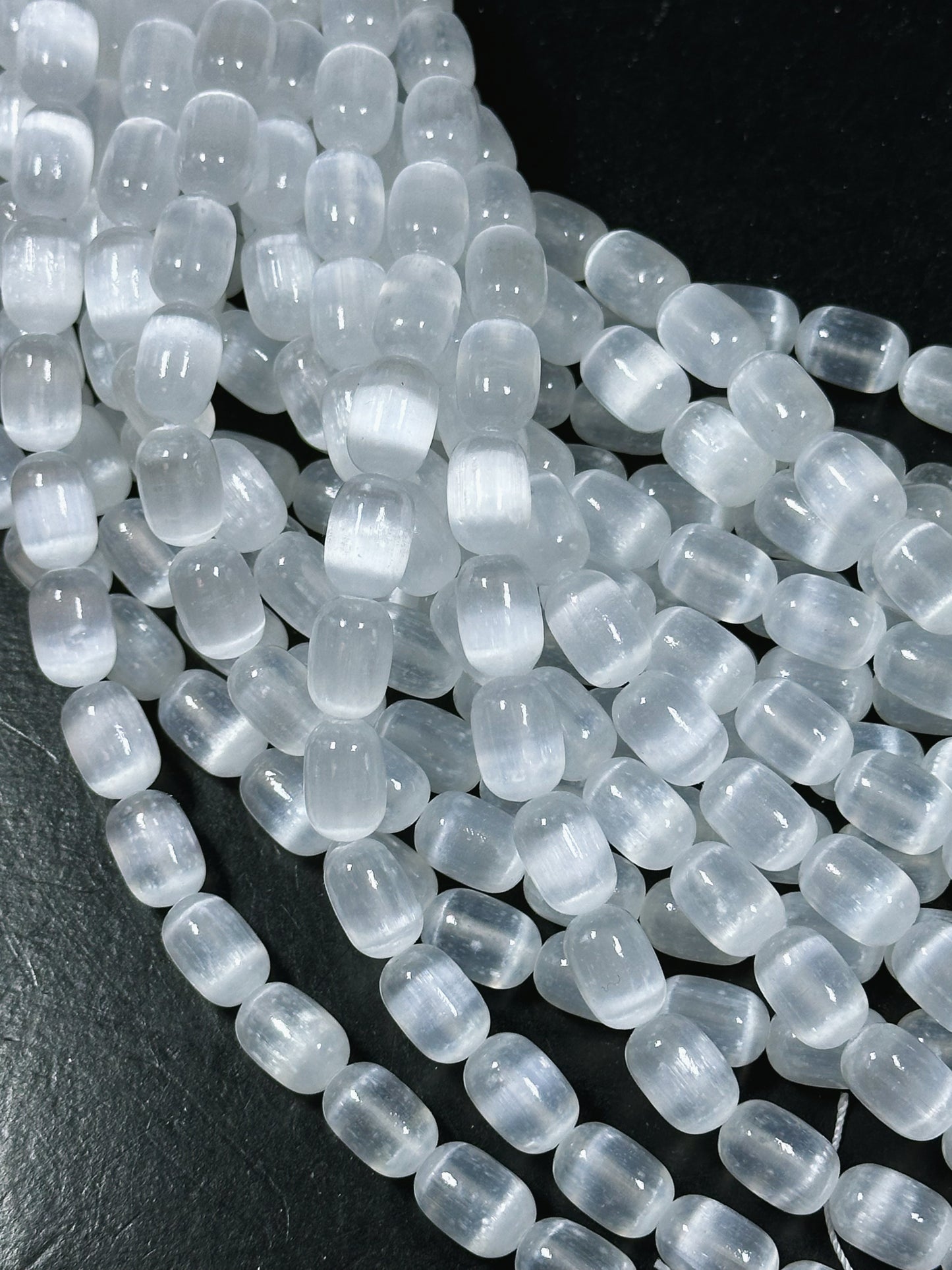 Natural Selenite Gemstone Bead 12x8mm Tube Shape Bead, Beautiful Natural White Color Selenite Gemstone Bead, Great Quality Full Strand 15.5"