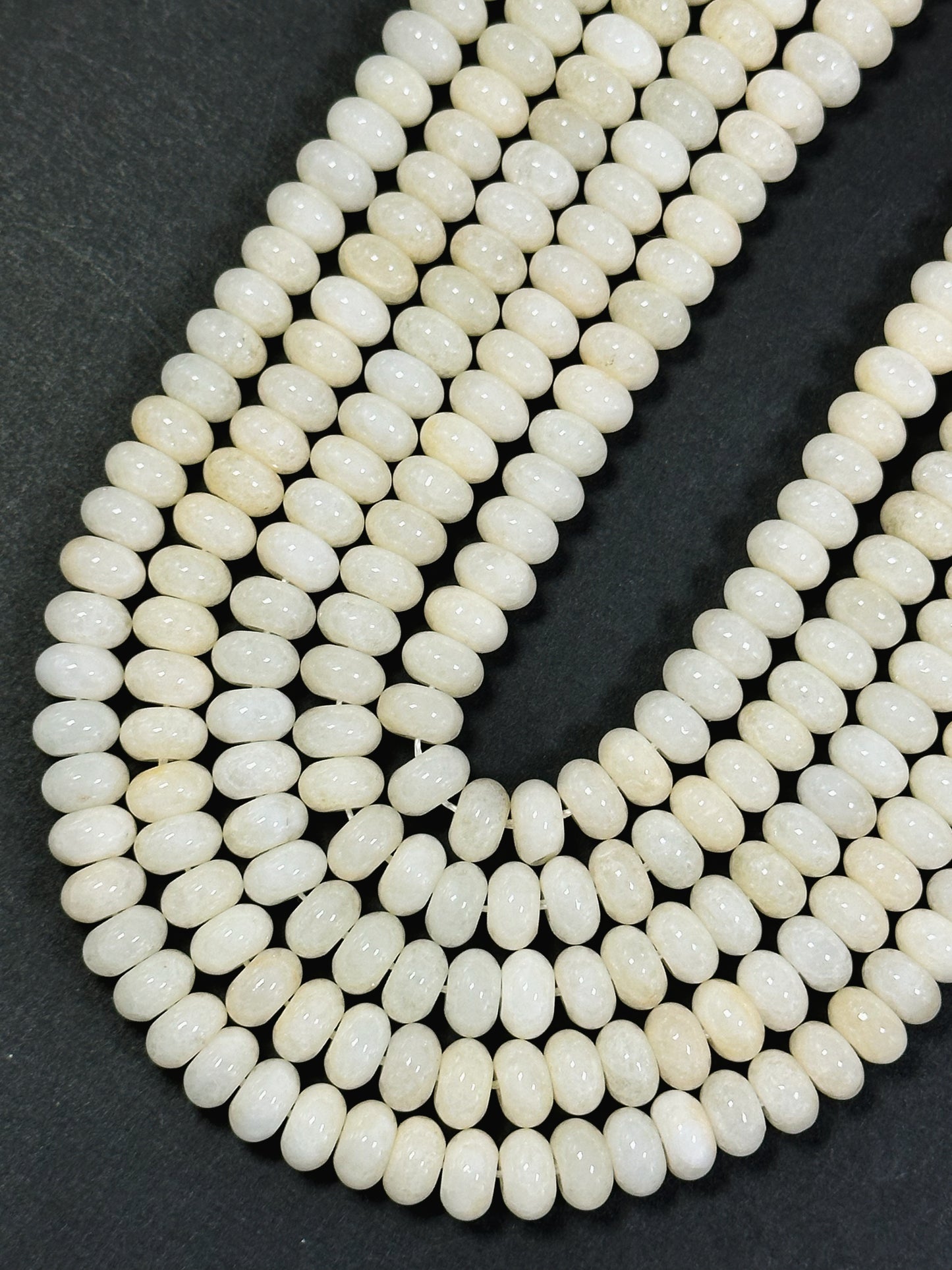 Natural Ivory Jade Gemstone Bead 8x5mm Rondelle Shape, Beautiful Ivory Cream Color Jade Gemstone Bead, Excellent Quality Full Strand 15.5"