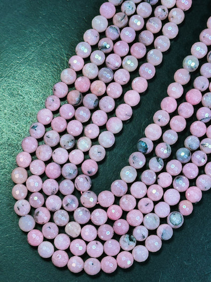 Mystic Natural Pink Opal Gemstone Bead Faceted 8mm 10mm Round Beads, Beautiful Pink Color Pink Opal Gemstone Bead Great Quality, 15.5" Strand