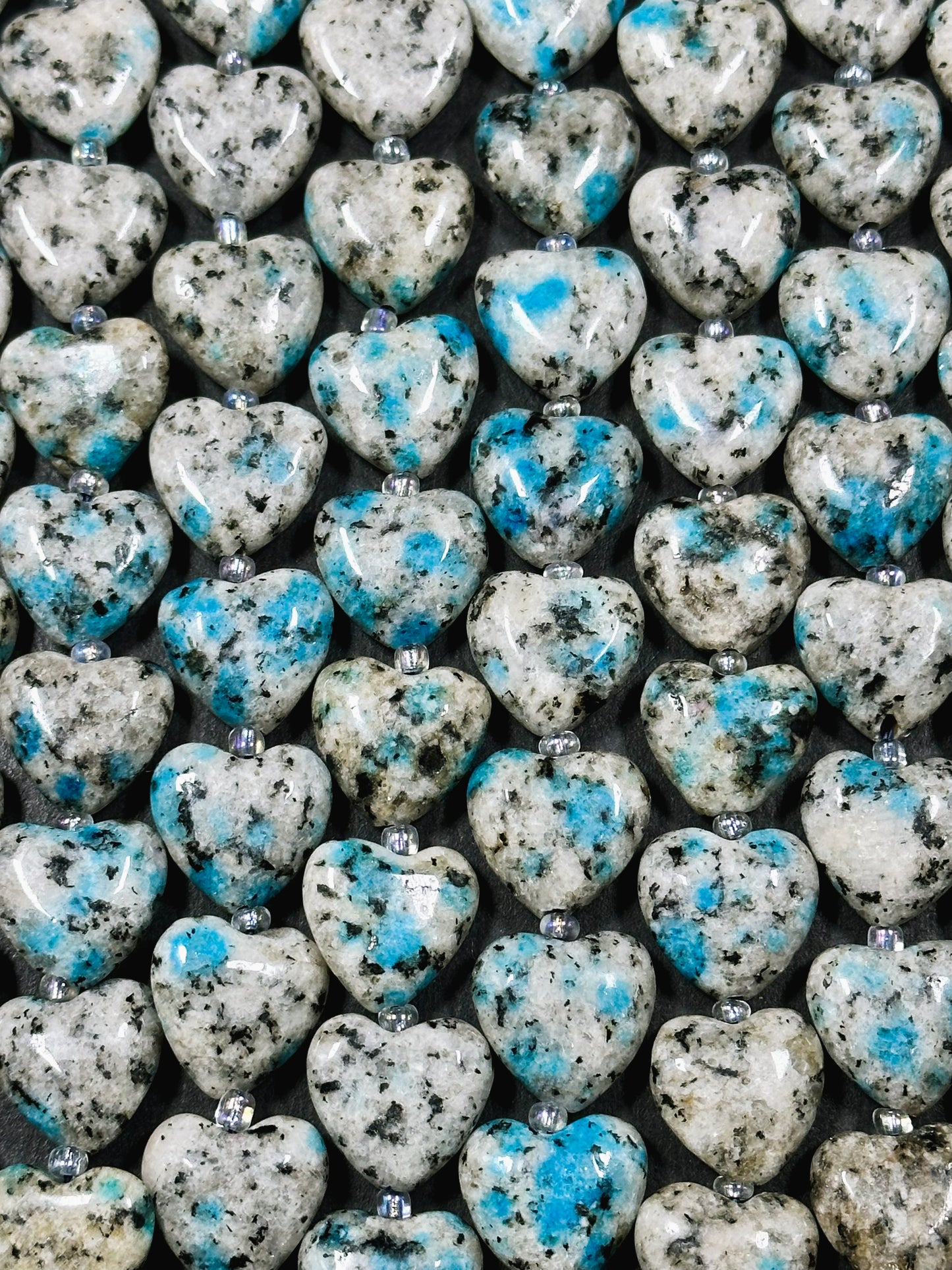 Natural K2 Stone Bead 14x15mm Heart Shape Bead, Beautiful Natural Gray Blue Color K2 Granite Jasper Bead, Great Quality Full Strand 15.5"