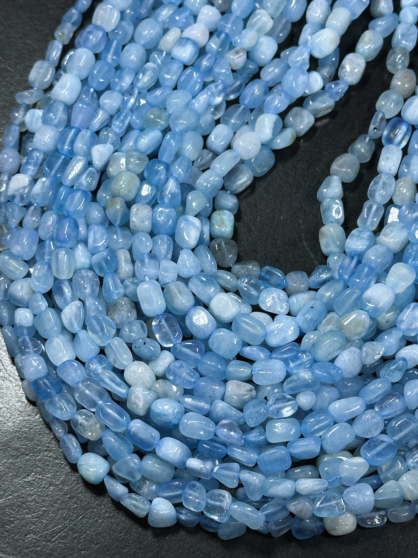 Natural Aquamarine Gemstone Bead Freeform Pebble Shape, Beautiful Natural Blue Color Aquamarine Stone Bead, Great Quality Full Strand 15.5"