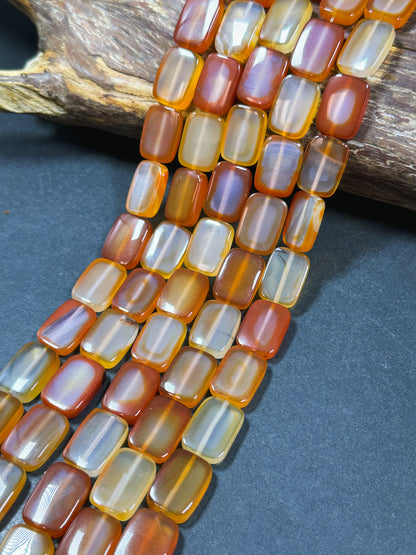 Natural Carnelian Gemstone Bead 18x13mm Rectangle Shape Bead, Beautiful Natural Orange Red Carnelian Bead, Great Quality Full Strand 15.5"