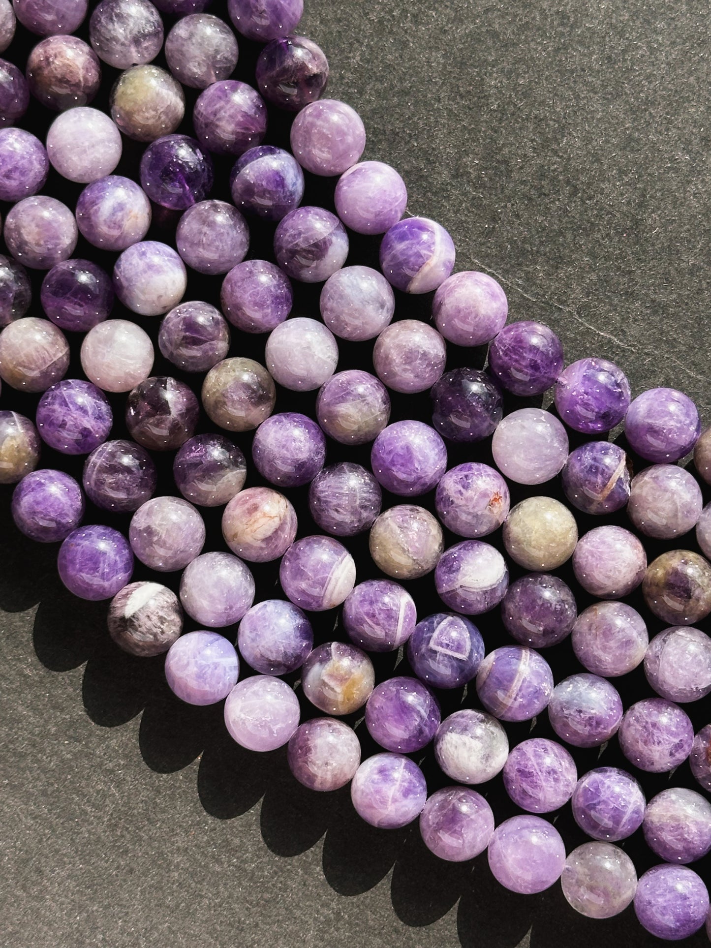 Natural Flower Amethyst Gemstone Bead 10mm Round Beads, Gorgeous Natural Purple Beige Color Flower Amethyst Stone Beads, Full Strand 15.5"