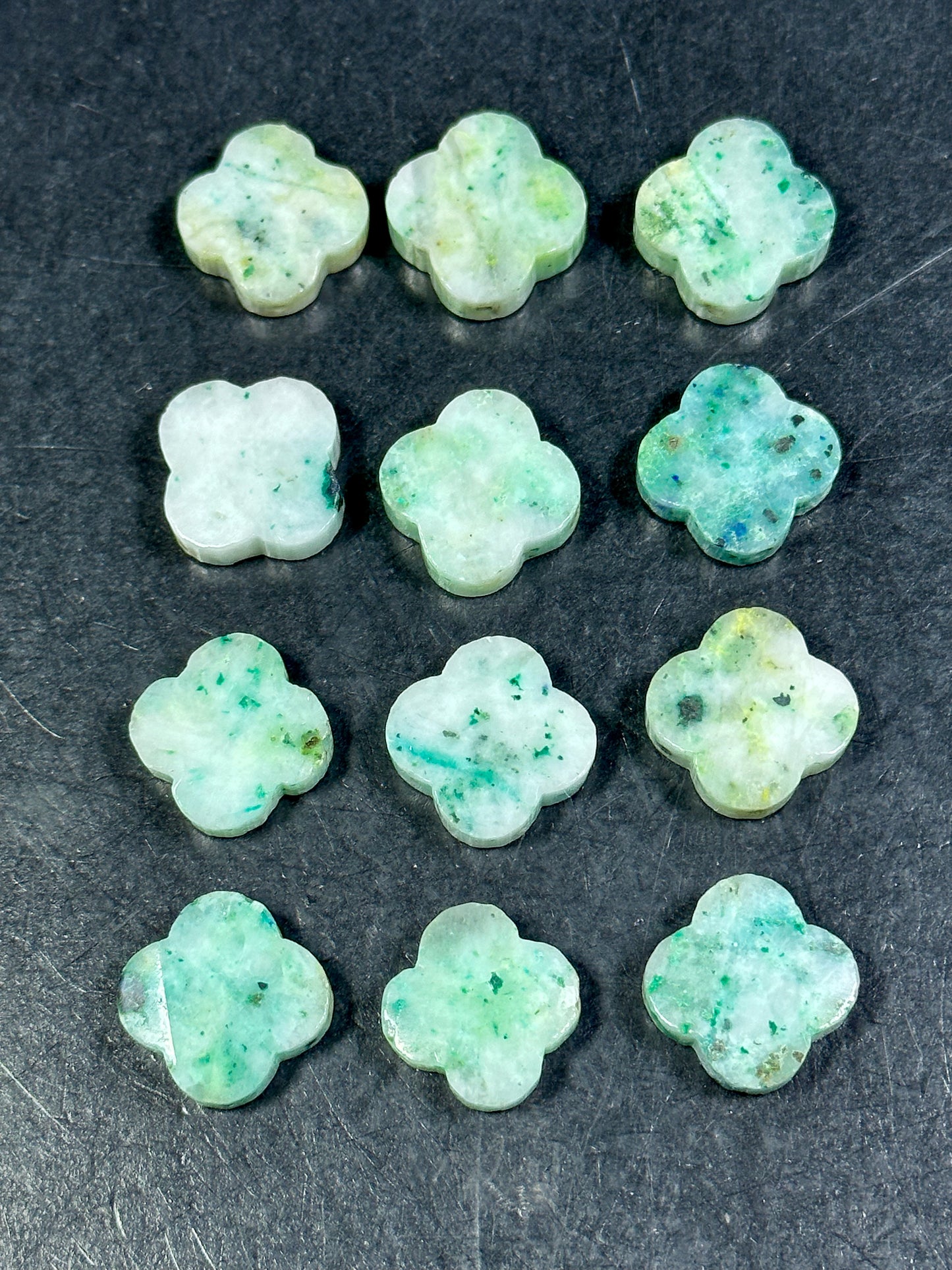 NATURAL Chrysocolla Gemstone Bead Faceted 17mm Clover Flower Shape Beautiful Natural Green Blue Color Chrysocolla Gemstone Bead LOOSE Beads