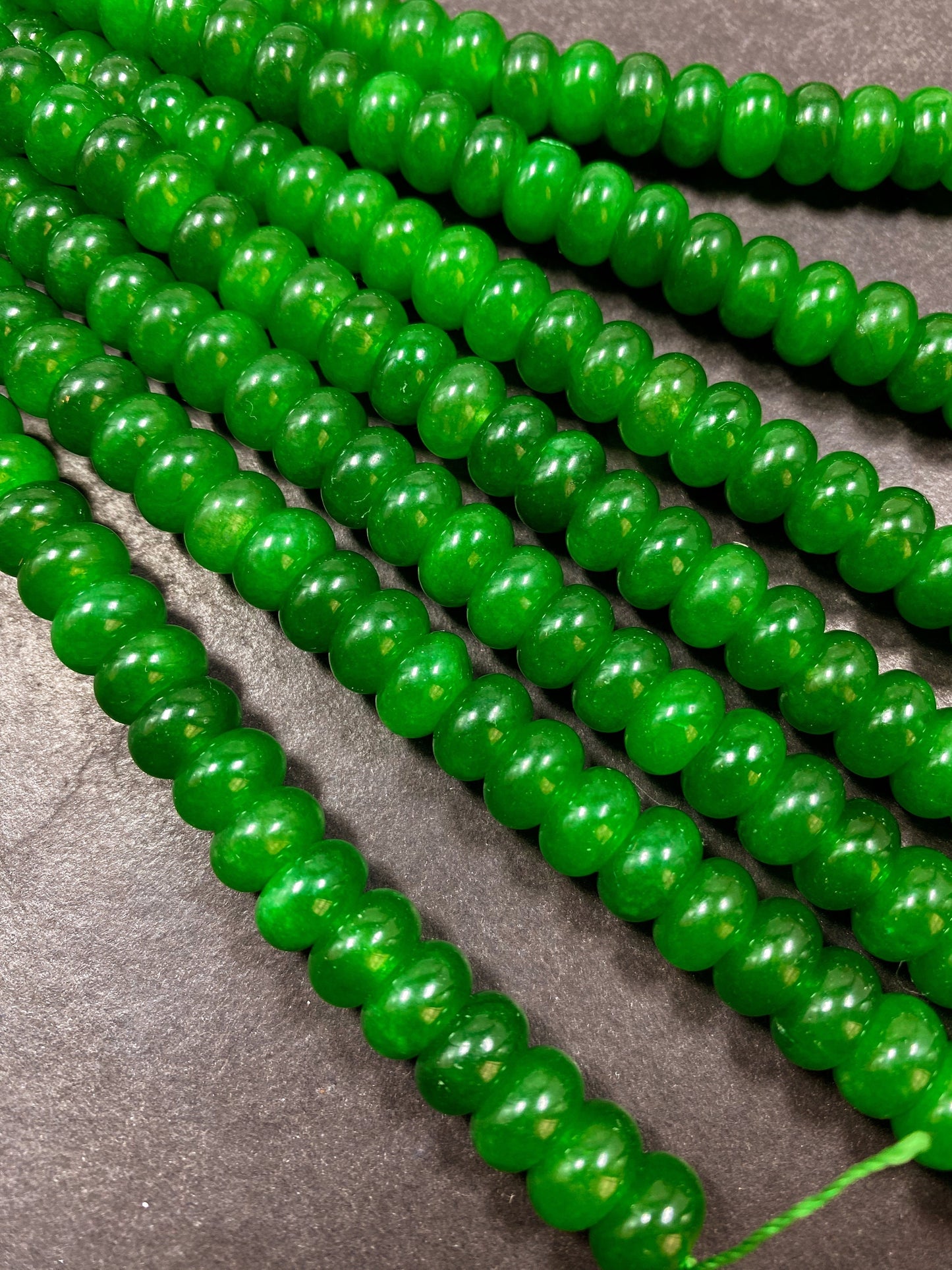 NATURAL Green Jade Gemstone Bead 10x6mm Rondelle Shape Bead, Beautiful Green Color Jade Gemstone Beads, Great Quality Bead Full Strand 15.5"