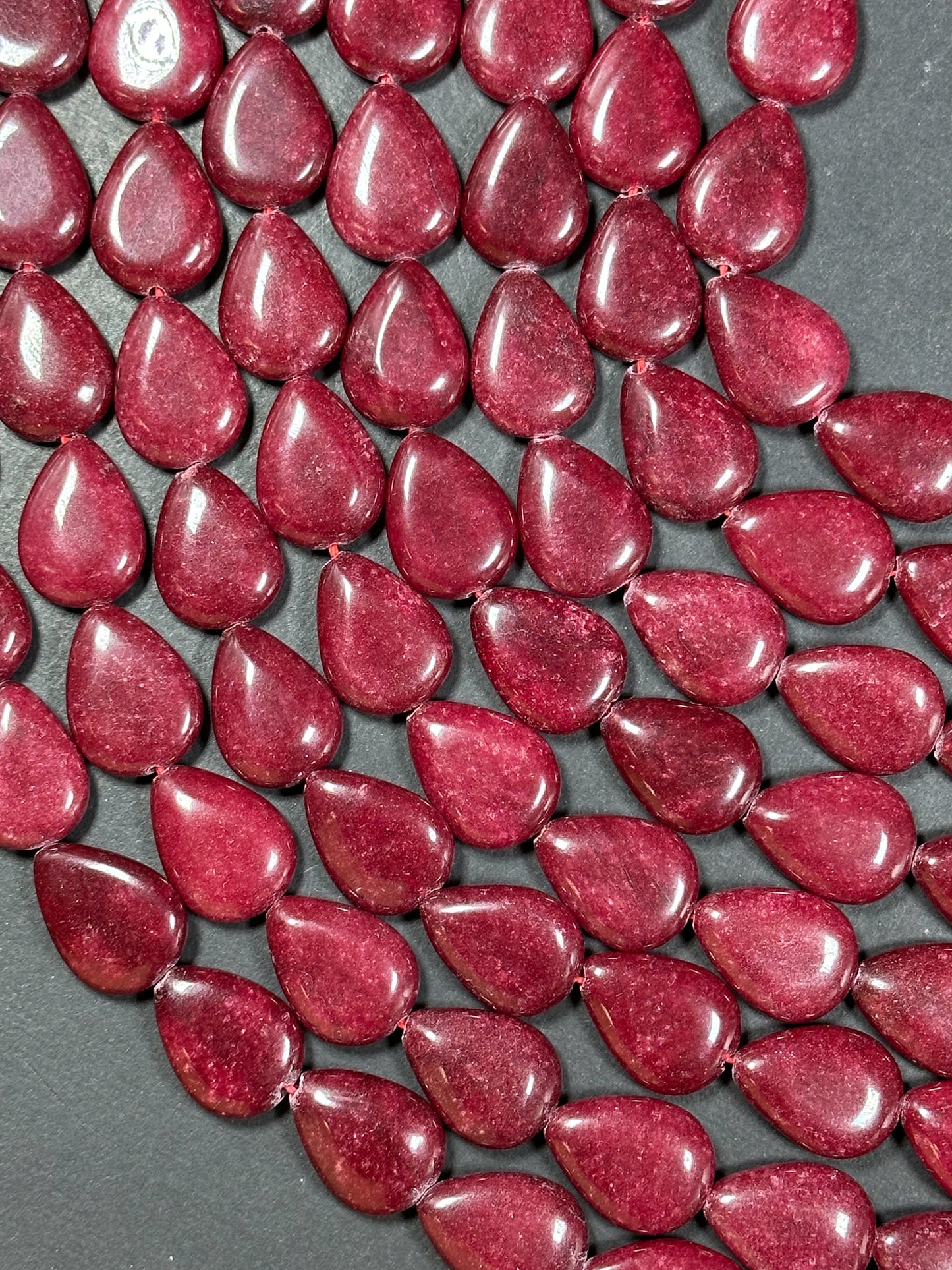 Natural Red Jade Gemstone Bead 20x15mm Teardrop Shape, Beautiful Natural Red Color Jade Gemstone Bead, Excellent Quality Full Strand 15.5"