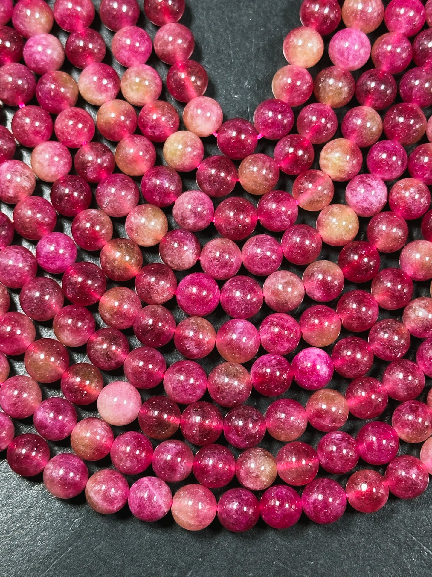 Natural Watermelon Tourmaline Quartz Gemstone Bead Smooth 8mm Round Beads, Beautiful Green Red Color Beads, Great Quality Full Strand 15.5"