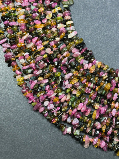 Natural Tourmaline Gemstone Bead 6mm Freeform Chip Shape Beads, Gorgeous Natural Multicolor Tourmaline Gemstone Beads, Full Strand 15.5"