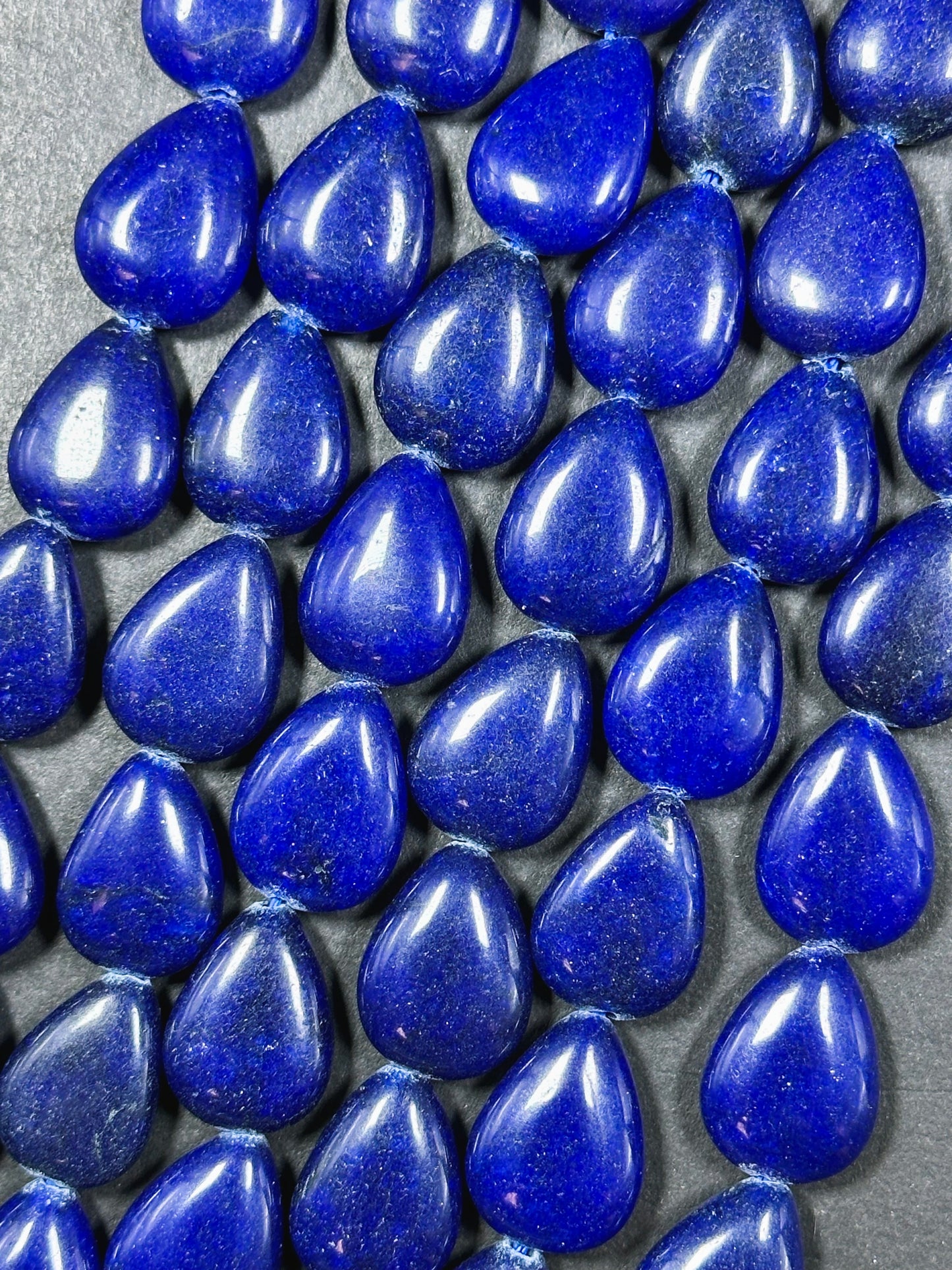 Natural Royal Blue Jade Gemstone Bead 18x13mm Teardrop Shape, Beautiful Royal Blue Color Jade Beads, Excellent Quality Full Strand 15.5"