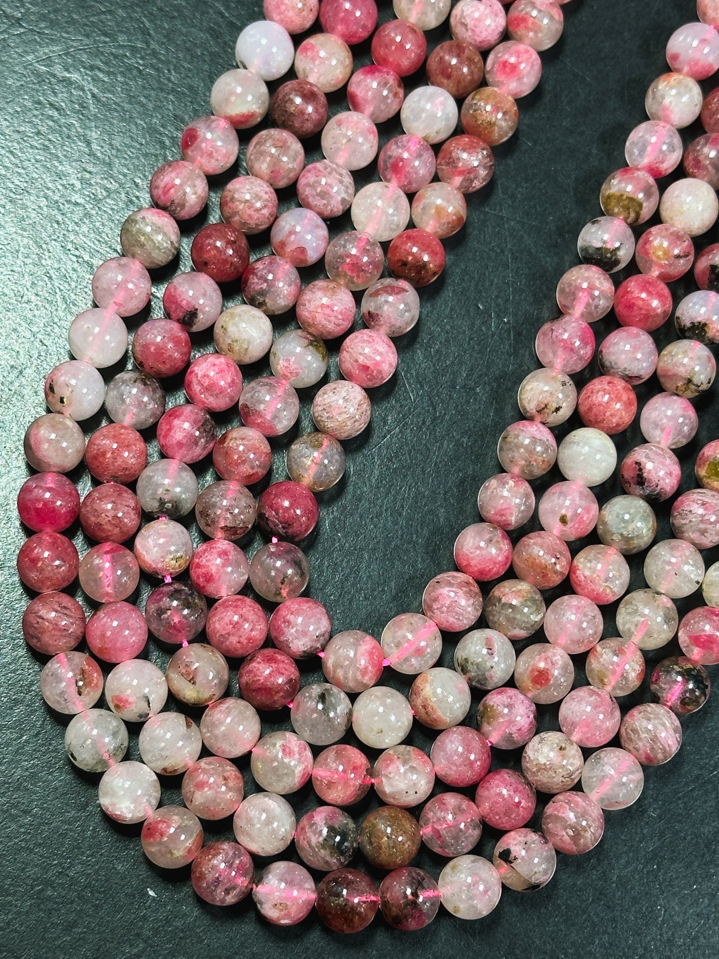 AA Natural Sakura Rhodonite Gemstone Bead 6mm 8mm 10mm Round Beads, Gorgeous Natural Pink Rhodonite Beads, Excellent Quality 15.5" Strand