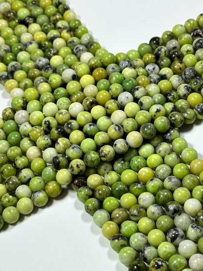 NATURAL Green Grass Turquoise Gemstone Bead 8mm Round Beads, Gorgeous Green-Yellow Color Turquoise Gemstone Full Strand 15.5"