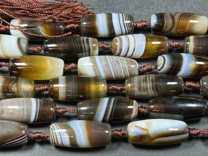 Natural Brown Botswana Agate Gemstone Bead Smooth Barrel Shape Beads, Gorgeous Natural Brown Botswana Agate, Excellent Quality 15.5" Strand