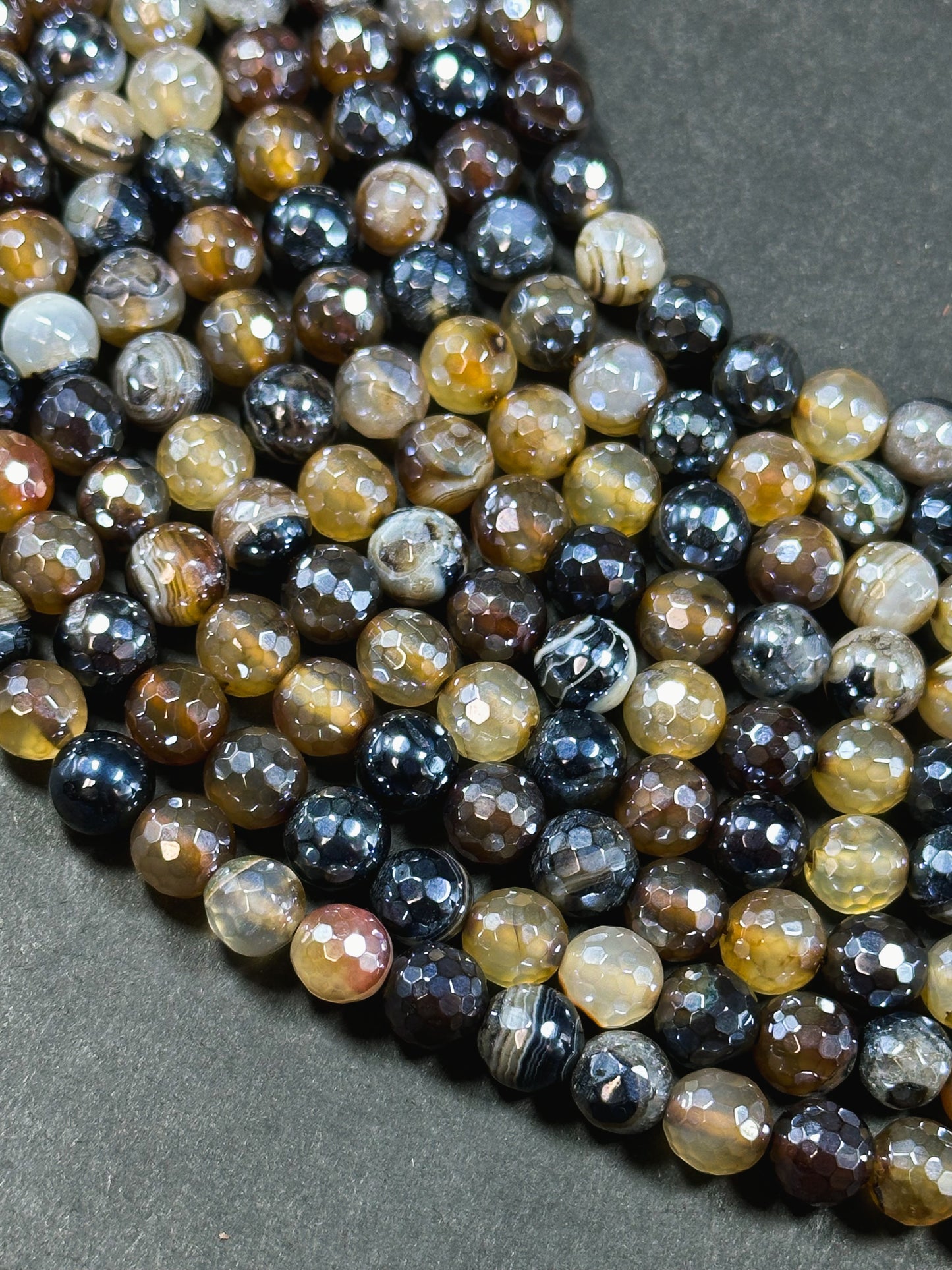 Mystic Natural Botswana Agate Gemstone Bead Faceted 6mm 8mm 10mm Round Beads, Beautiful Natural Brown Botswana Agate Gemstone Bead 15.5"