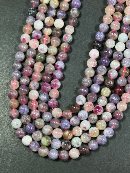 Natural Purple Tourmaline Gemstone Bead 6mm 8mm 10mm Round Beads, Beautiful Purple Pink Color Tourmaline Gemstone Beads Full Strand 15.5"