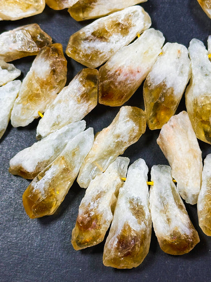 Natural Raw Citrine Gemstone Bead Freeform Teardrop Shape, Beautiful Natural Orange White Color Raw Citrine Gemstone Bead Full Strand 15.5"