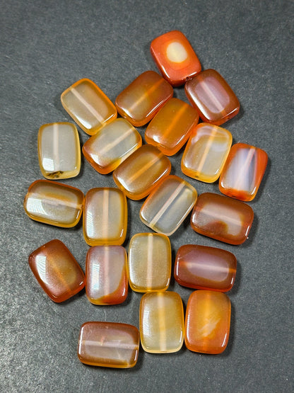 Natural Carnelian Gemstone Bead 19x13mm Rectangle Shape Beads, Beautiful Natural Orange Red Color Carnelian Beads, LOOSE BEADS (1pc)