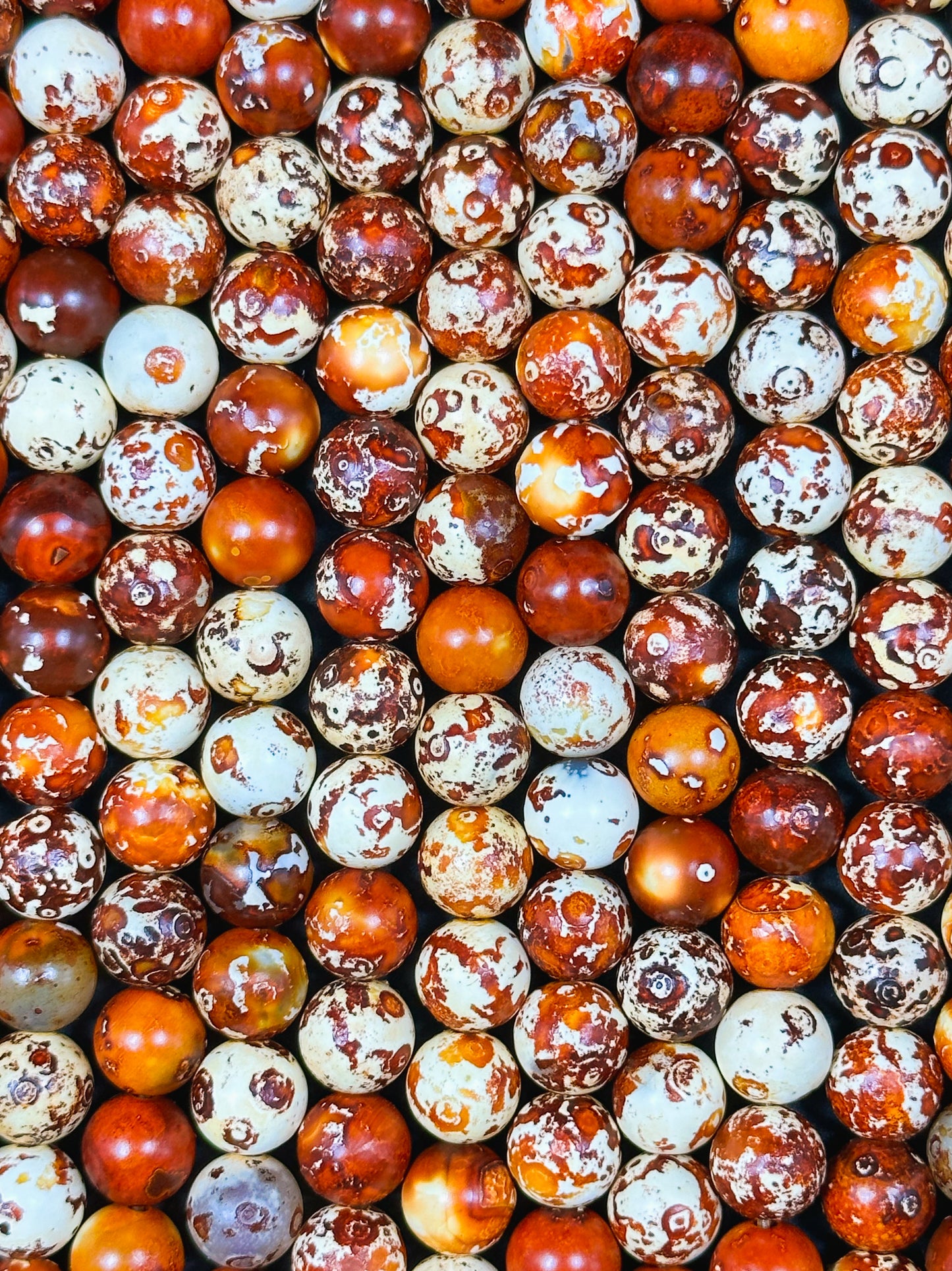 NATURAL Tibetan Gemstone Bead 8mm 10mm Round Bead, Beautiful Orange Brown Color Tibetan Gemstone Bead, Excellent Quality Tibetan Beads 15.5"