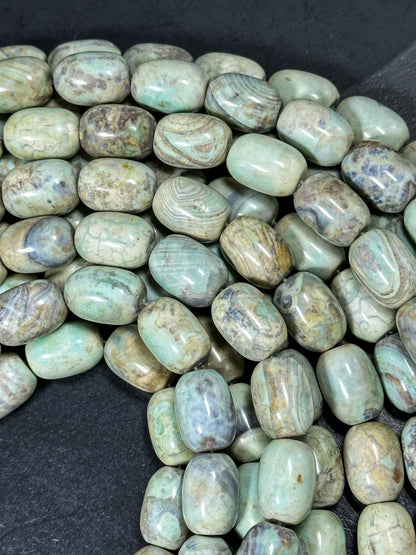 NATURAL Dragon Skin Agate Gemstone Bead 18x13mm Barrel Shape Bead, Beautiful Green Blue Color Dragon Skin Gemstone Beads Full Strand 15.5"