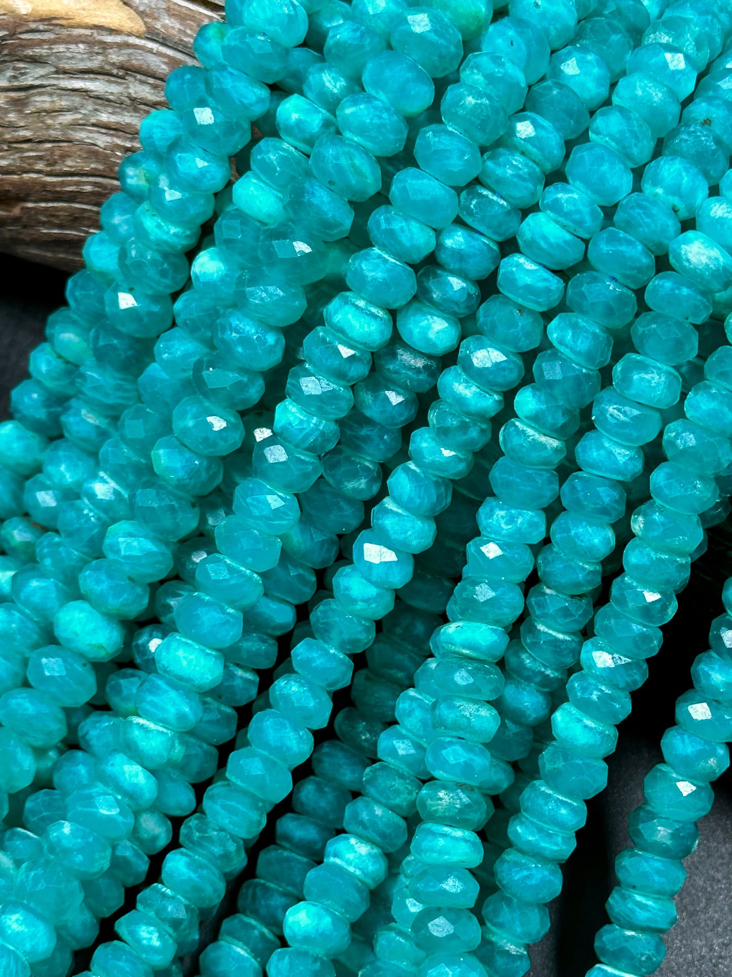 AA+ NATURAL Amazonite Gemstone Bead Faceted 6x4mm 8x5mm Rondelle Shape, Gorgeous Green Blue Color Amazonite Gemstone Bead Full Strand 15.5"