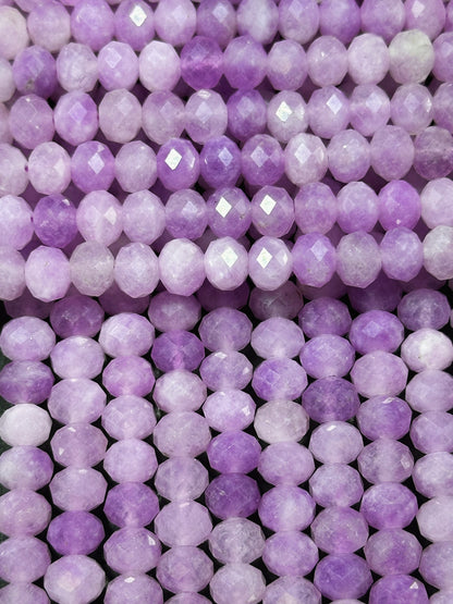 Natural Lavender Jade Gemstone Bead Faceted 8x6mm Rondelle Shape, Beautiful Natural Lavender Purple Color Jade Bead, Great Quality 15.5"