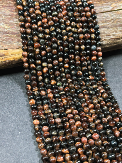 Natural Multicolor Tiger Eye Gemstone 6mm Round Beads, Gorgeous Multicolor Reddish Brown Navy Blue Color Tiger Eye Gemstone Beads 15.5"