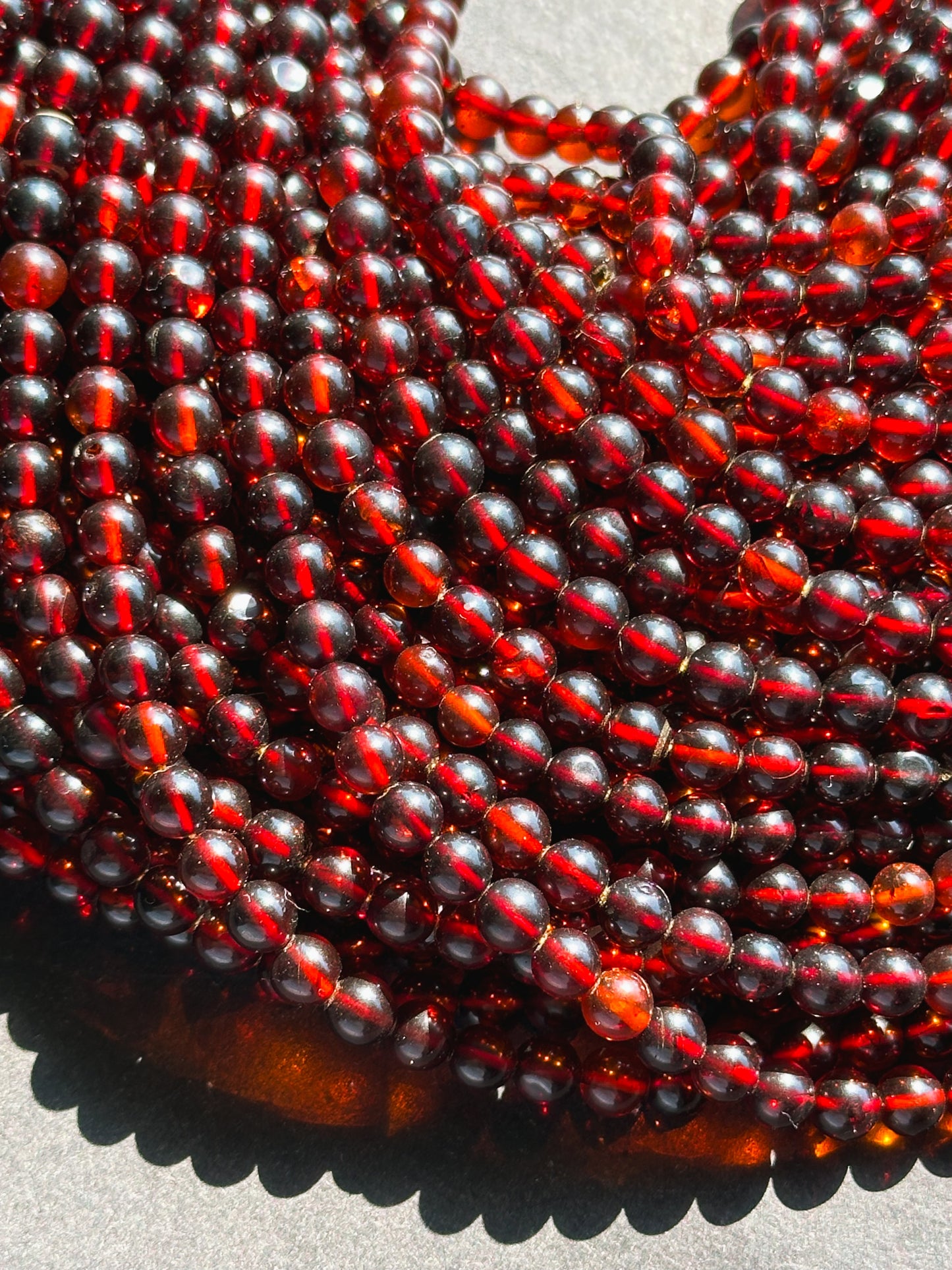 Natural Baltic Gold Gemstone Bead 5mm Round Beads, Beautiful Natural Dark Red Brown Color Baltic Gold Bead Great Quality Full Strand 15.5"